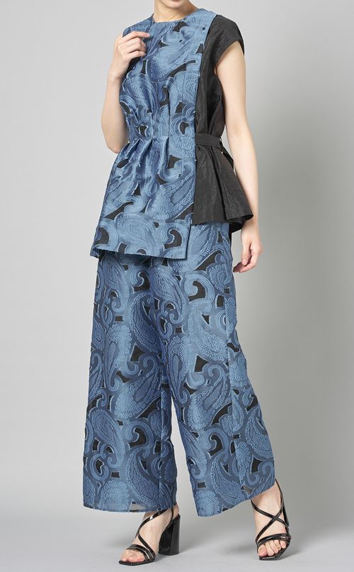 ペイズリージャカードワイドパンツ