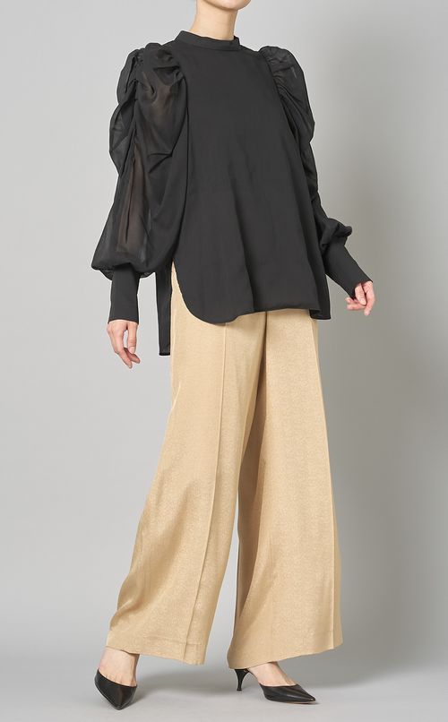 シアボリュームスリーブブラウス