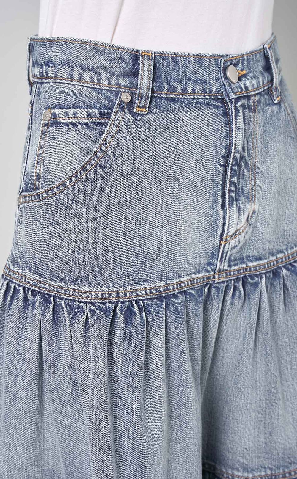 【RED VALENTINO】デニム ミニスカート フローラル 関税送料込み REDValentino|デニムティアードミディスカート