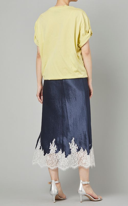 力ットソー切替レーススカートワンピース