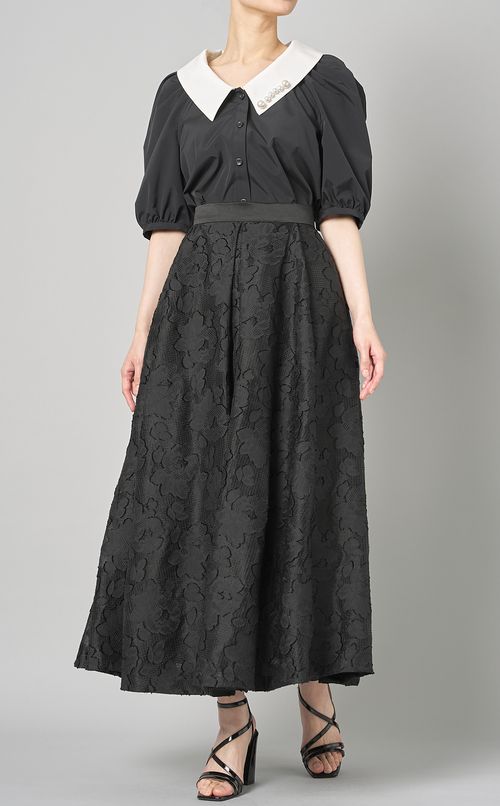 フラワージャガードギャザーロングスカート