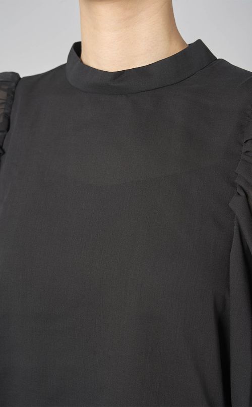 シアボリュームスリーブブラウス