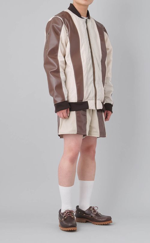 【roop】レザー ライン ボンバー