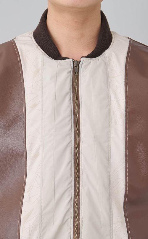 【roop】レザー ライン ボンバー