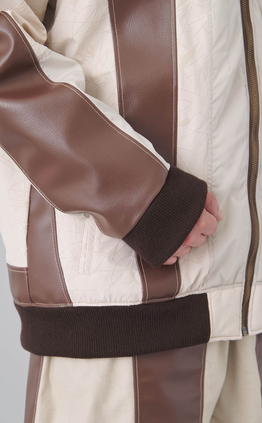 【roop】レザー ライン ボンバー