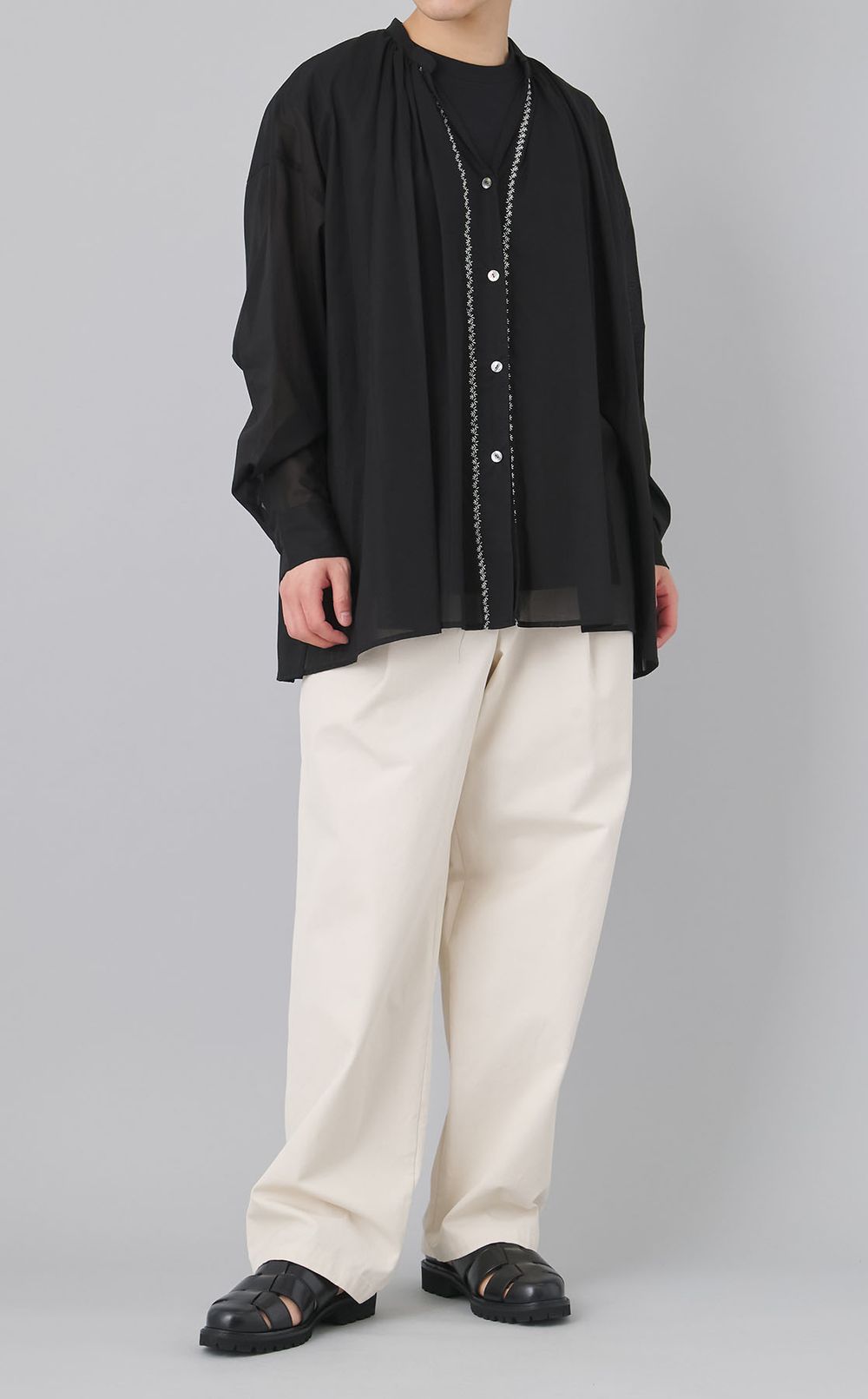 コットンボイルギャザーシャツ