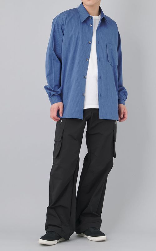 ピンストライプユーティリティシャツ