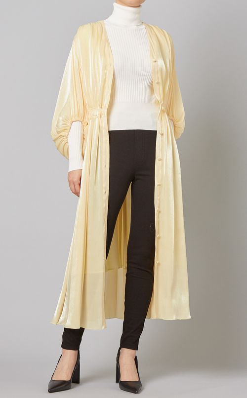 シャンブレーパフスリーブワンピース