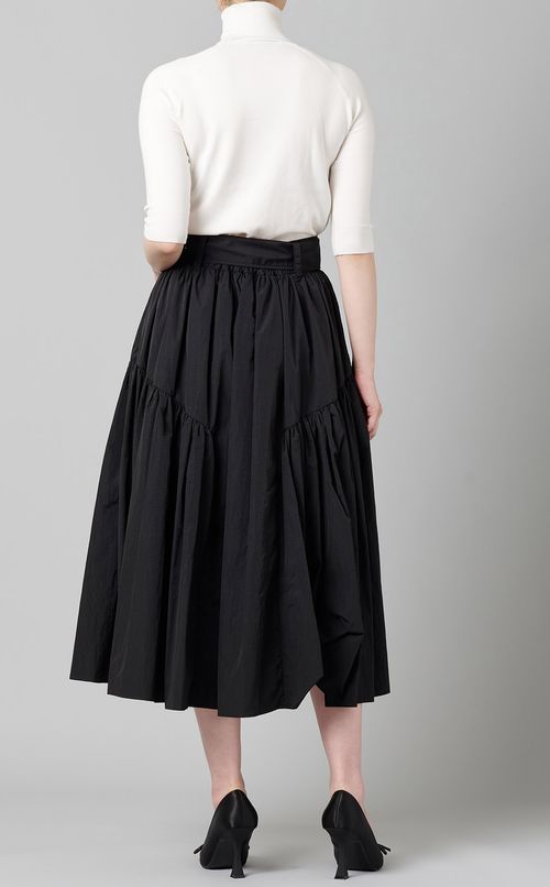 シャンブレーティアードベルト付スカート