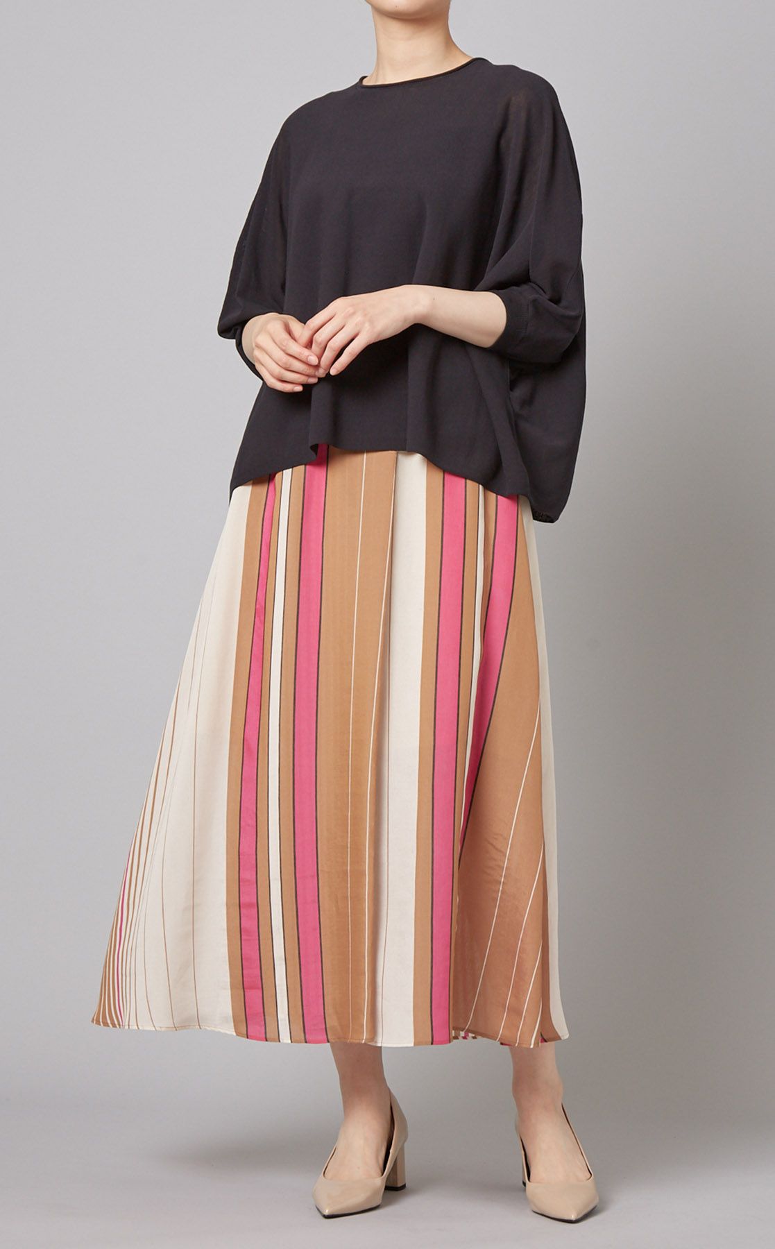 PLEATS PLEASE マルチカラー スカート カラフル ストライプ