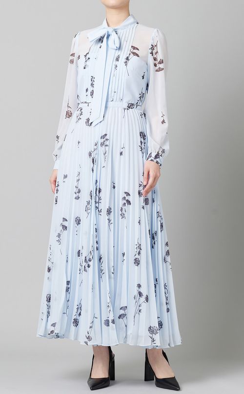 フラワープリントプリーツワンピース