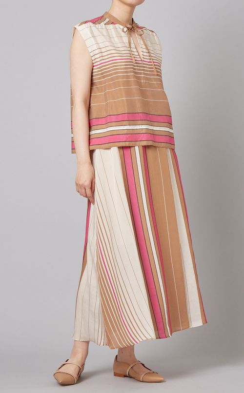 マルチボーダーボウタイブラウス