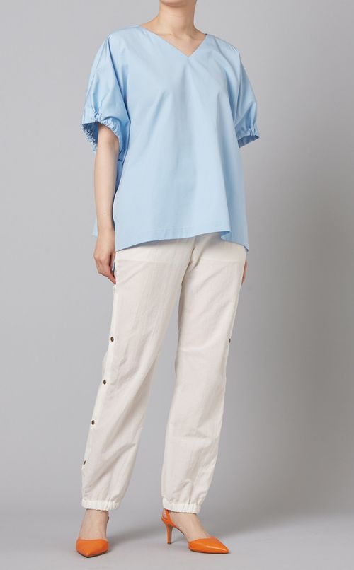 リボンカフスコットンブラウス