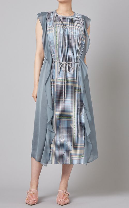 フラワープリントプリーツワンピース