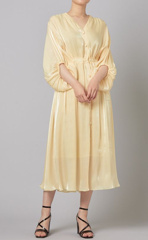 シャンブレーパフスリーブワンピース