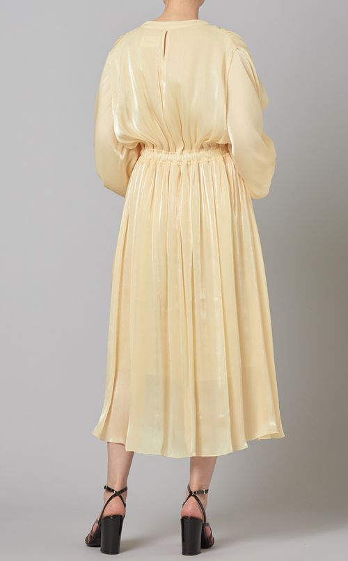 シャンブレーパフスリーブワンピース