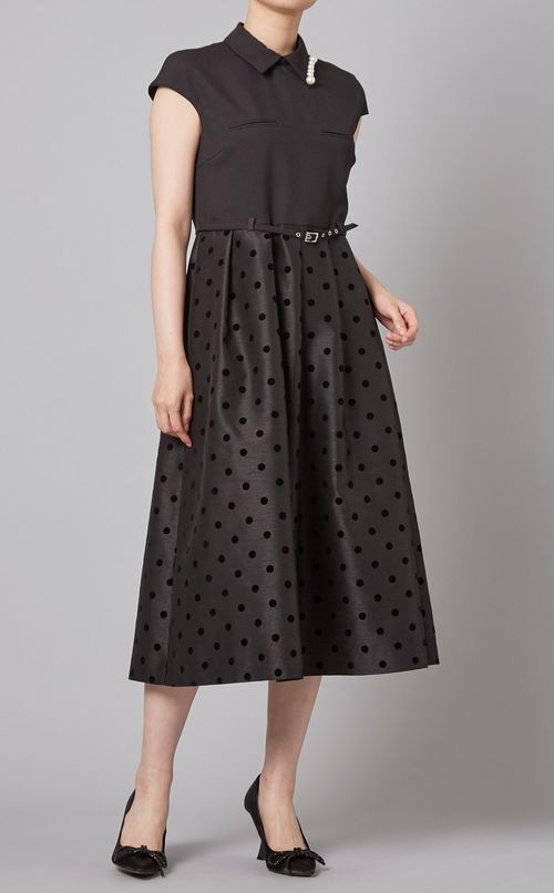 ベルト付カップスリーブワンピース