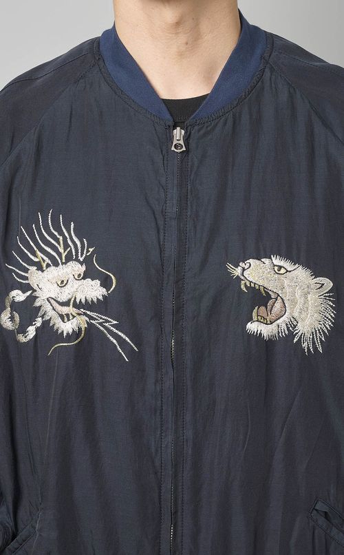 刺繍キュプラコットンツイルブルゾン