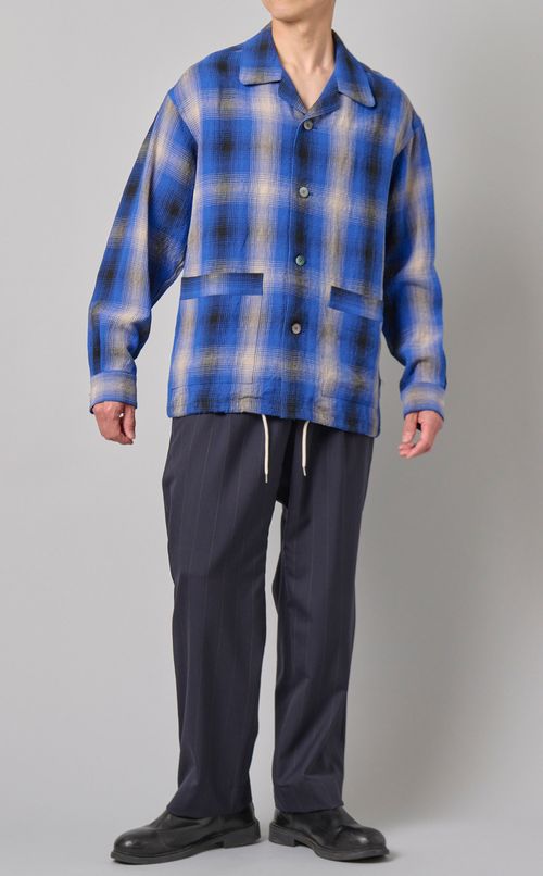 リネンチェックシャツブルゾン