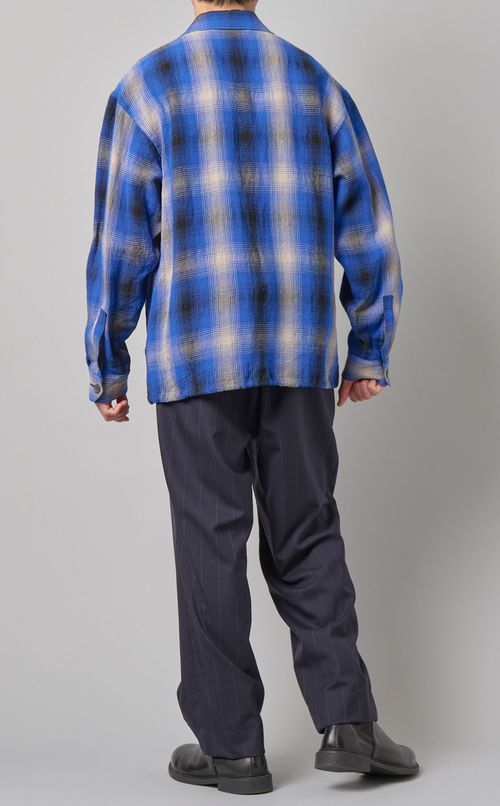 リネンチェックシャツブルゾン