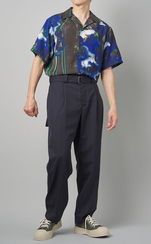 ストライプ1タックベルトパンツ