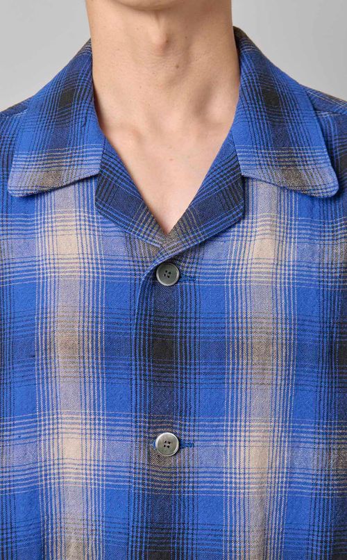 リネンチェックシャツブルゾン