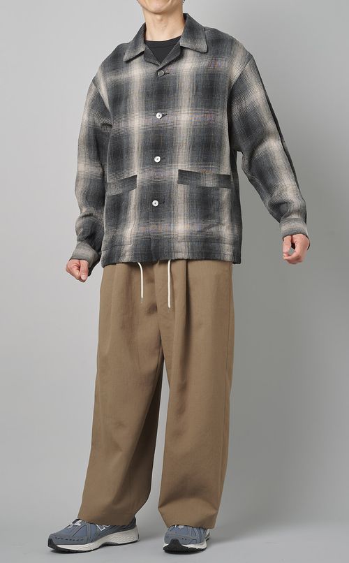 リネンチェックシャツブルゾン