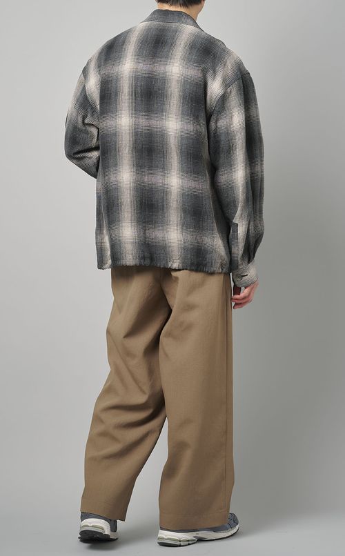 リネンチェックシャツブルゾン