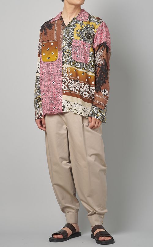 パッチワークプリントシャツ