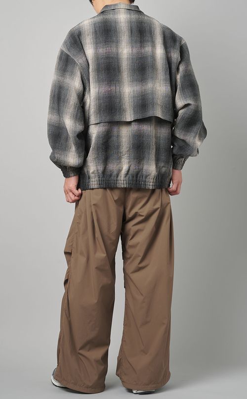 リネンチェックジップブルゾン