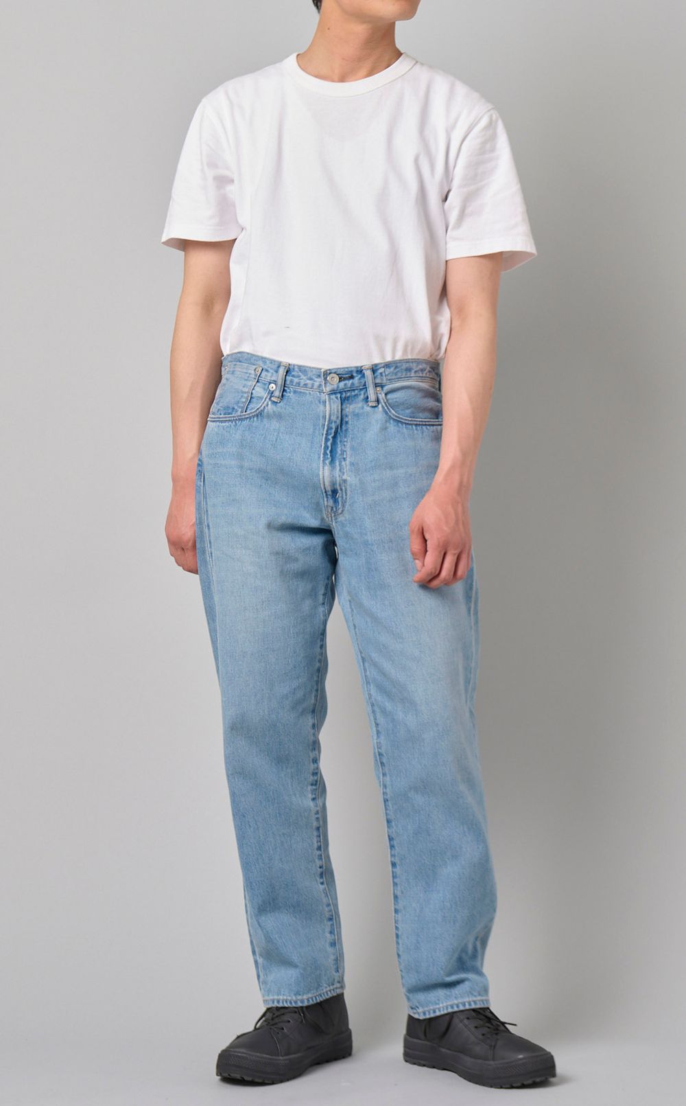 関送込【Marine Serre】デニム ストレートレッグパンツ ロゴ KURO|ストレートレッグデニムパンツ