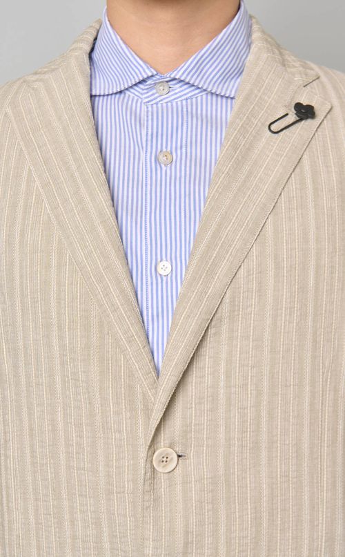 コットンリネンストライプジャケット