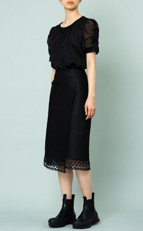 ヘムレースリネン混ミディスカート