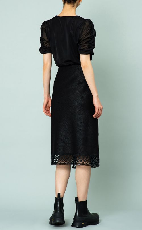 ヘムレースリネン混ミディスカート