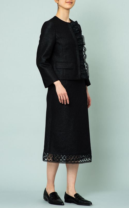 ヘムレースリネン混ミディスカート