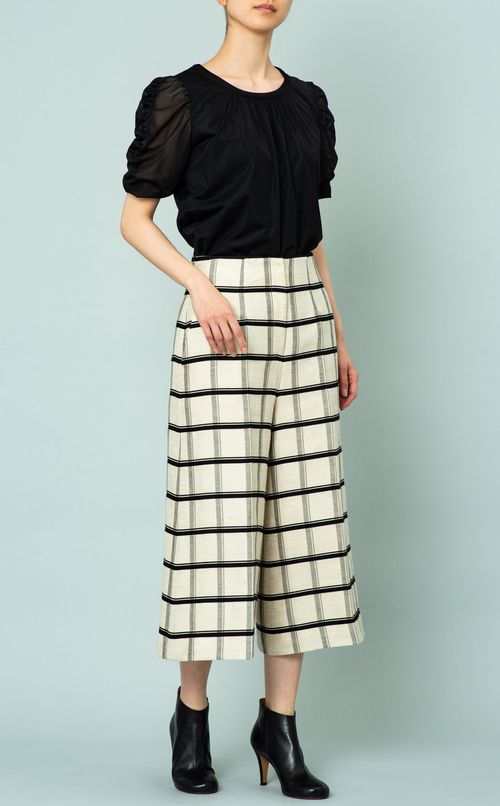 チェック柄ガウチョパンツ