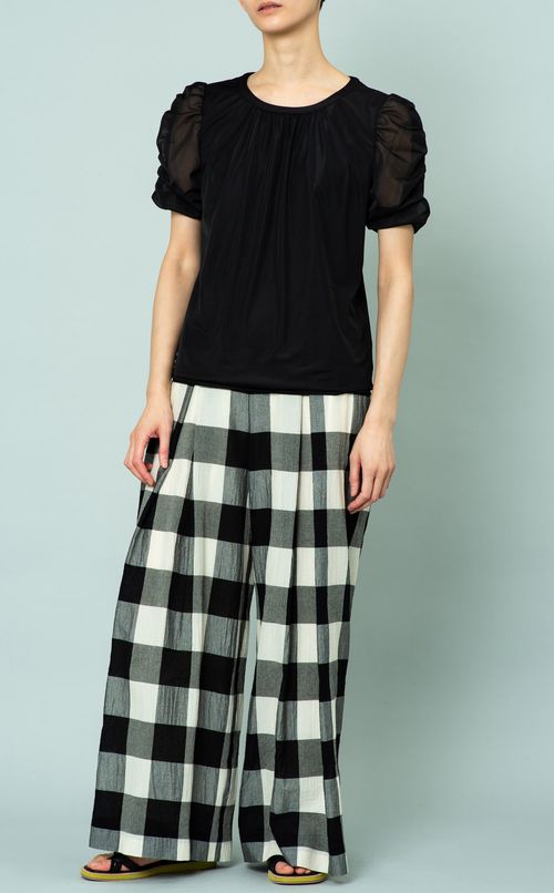 ビッグチェックフレアパンツ