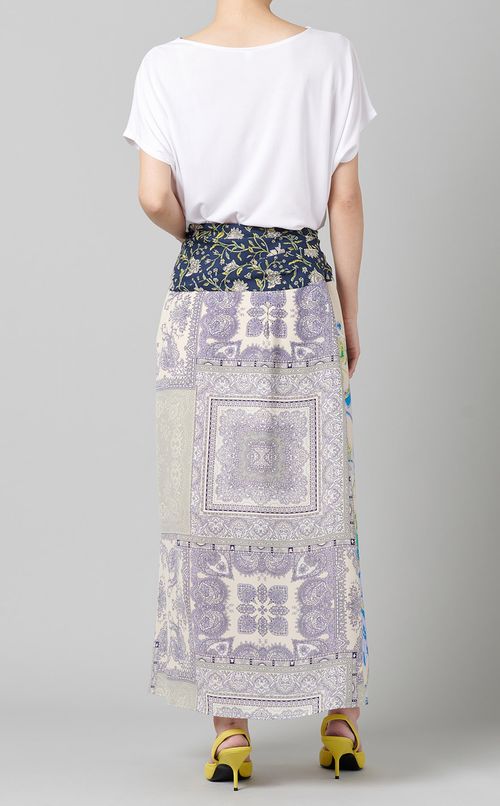 ウエストギャザー切替ラップスカート