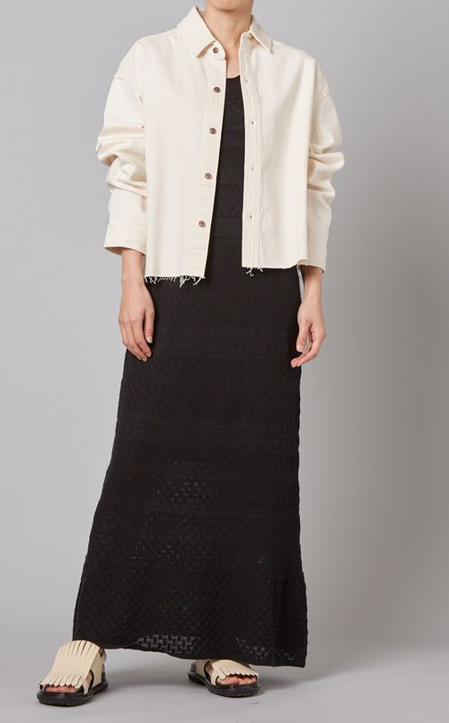 クロップドホワイトデニムオーバーシャツ