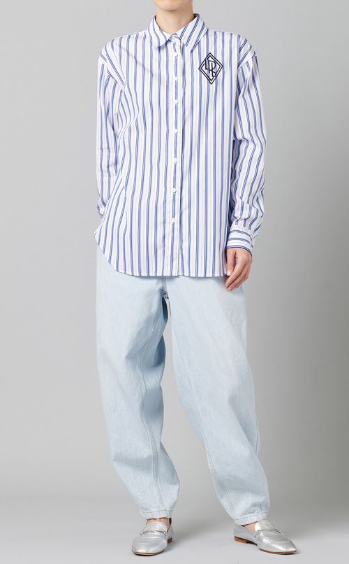 ロゴ入りストライプシャツ