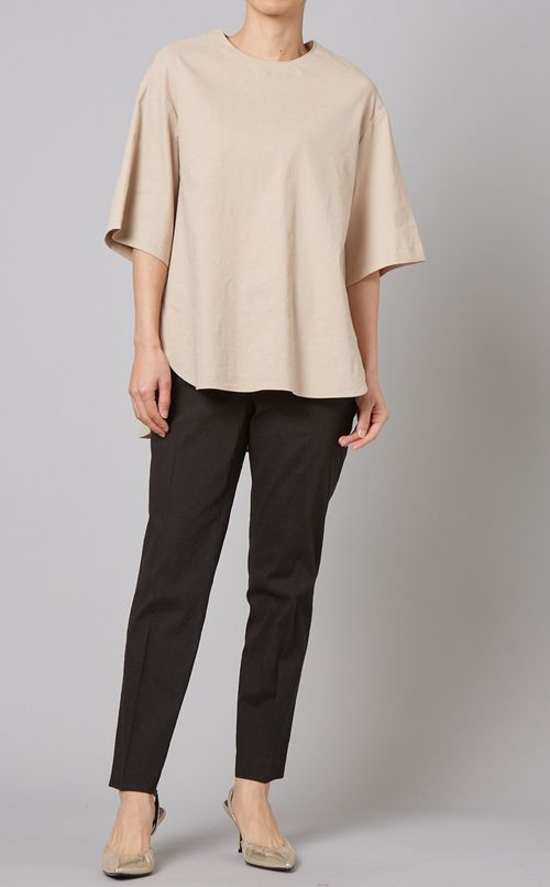 リネン混ルーズフィットプルオーバー