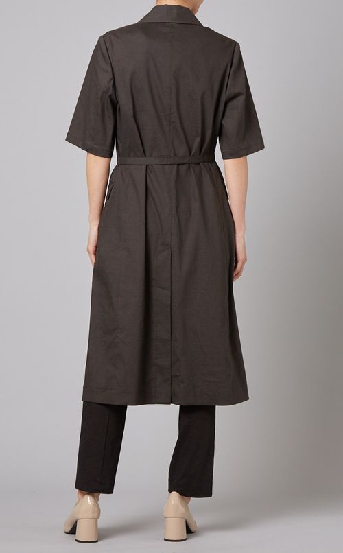 リネン混ショートスリーブロングジャケット