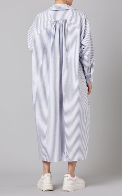 コットンストライプシャツワンピース