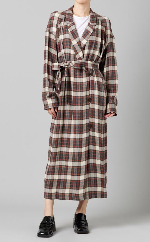 チェックライトガウンコート