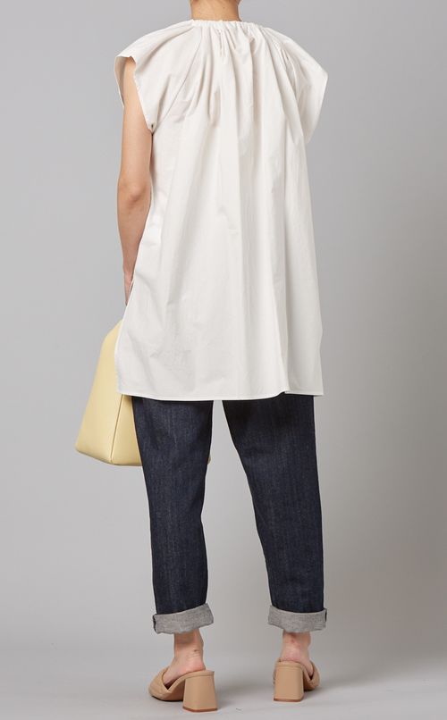 ネックギャザーコットンブラウス