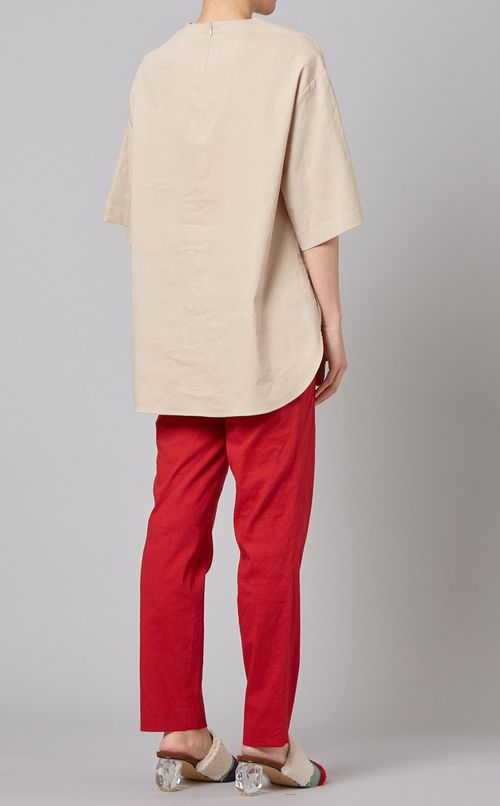 リネン混ルーズフィットプルオーバー