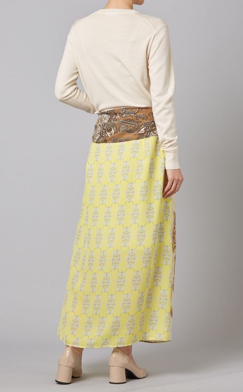 ウエストギャザー切替ラップスカート