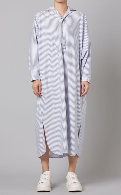 コットンストライプシャツワンピース