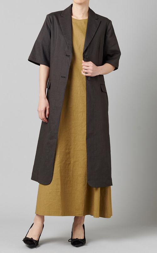 リネン混ショートスリーブロングジャケット