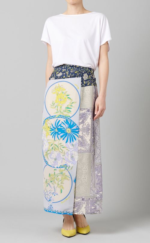 ウエストギャザー切替ラップスカート